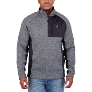 Spyder half‎ zip sweater gait pullover gray black size large